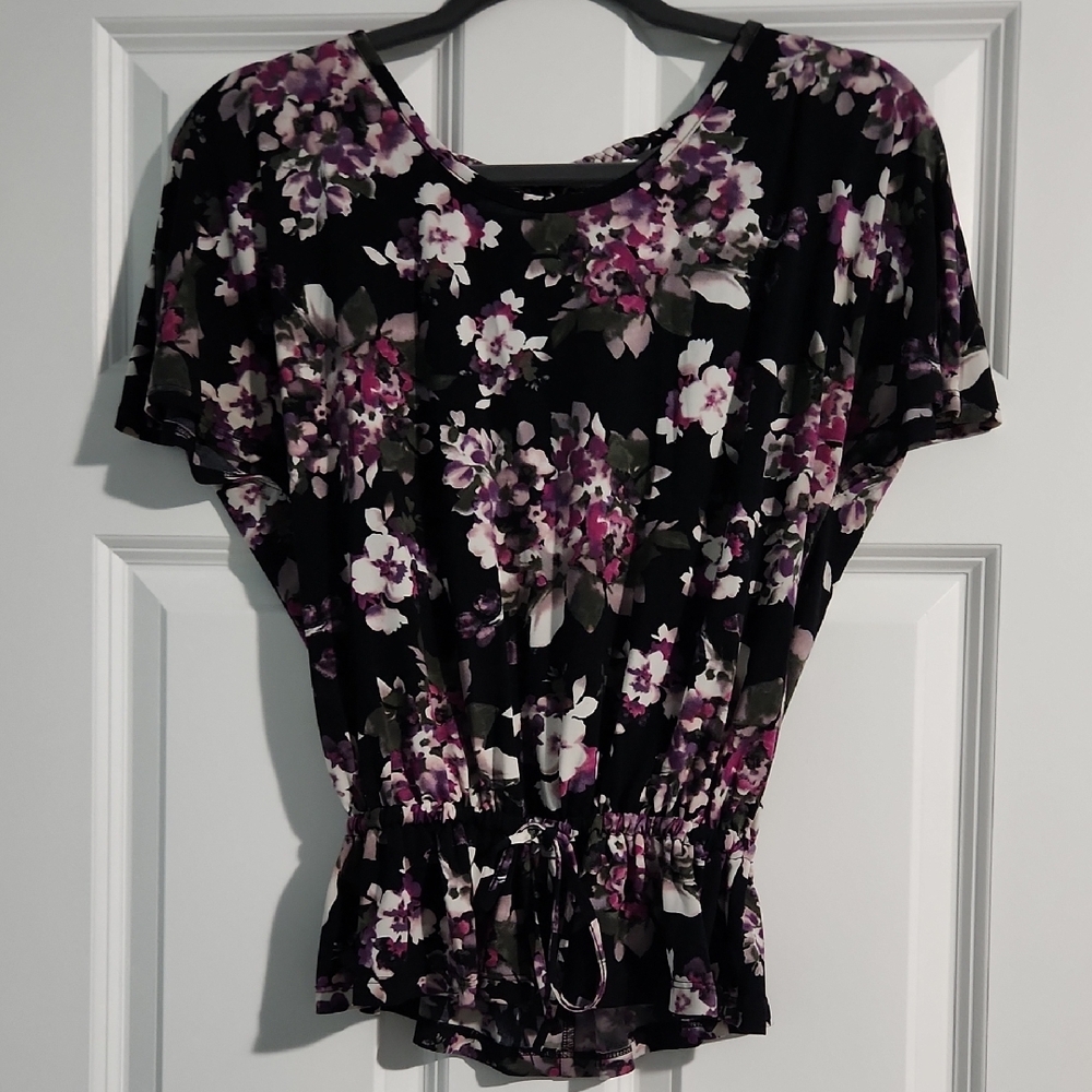 Floral Black and Purple Women's Top